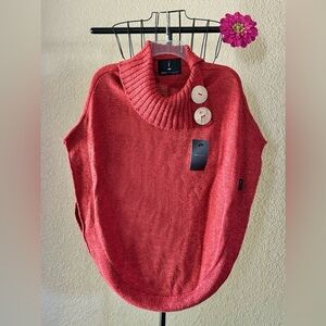 New Urku Red Alpaca Blend Made in Ecuador Soft & Cozy 2 Button Poncho - One Size